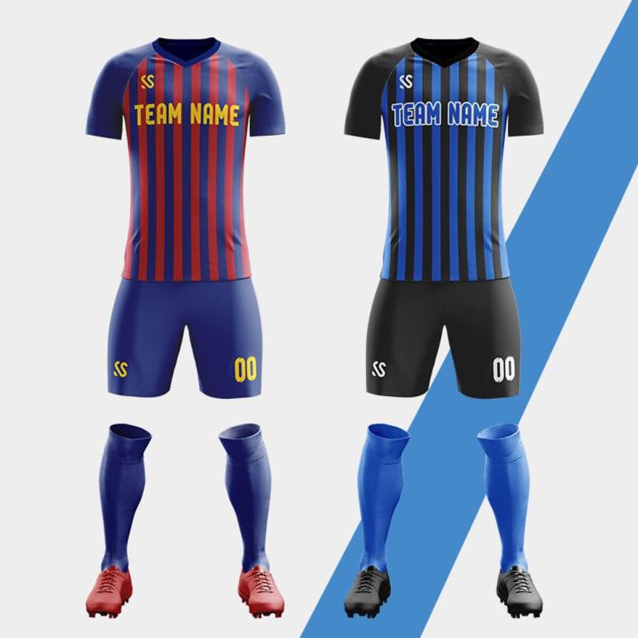 Custom Soccer Jersey design stipe football jerseys football Uniform Breathable Quick Dry Soccer shirt team suit