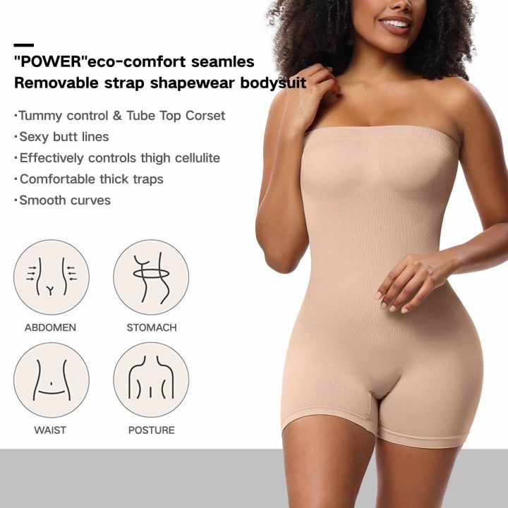New%20Strapless%20Shortie%20Bodysuit%20for%20Women%20Tummy%20Control%20Shapewear%20Seamless%20Sculpt%20Body%20Shaper%20with%20Removable%20Straps%20Body%20Shapers%20-%20Image%204
