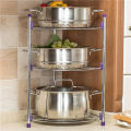 Kitchen Pot Rack Crock Pot Shelf Chrome-Plated 3 Tier Round Shelf Storage Tower Crock Pot Heat Insulation Pot Holder.