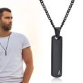 Trendy Simple Stainless Steel Black Cross Pendant Chain Necklace For Men.
