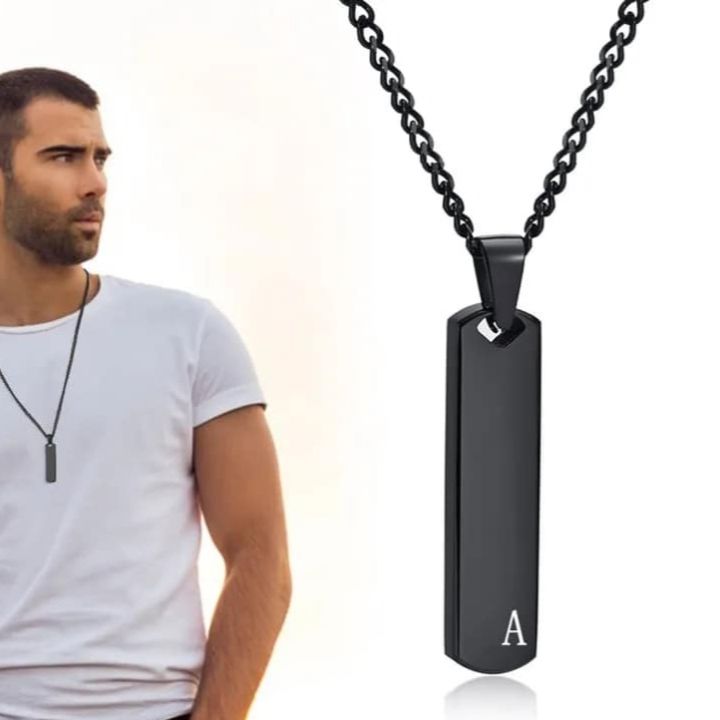 Trendy Simple Stainless Steel Black Cross Pendant Chain Necklace For Men