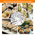 8PCS Oyster Plate Stainless Steel Oyster Plates Shell Shaped Oyster Container with 8 Slots for Oyster Sauce.