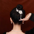 Camellia Tassel Hair Clip Pearl Ponytail Clip Fixed Hair Claw Barrettes Hairpin NOVO. 