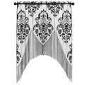 Halloween Haunted House Lace Curtains Tassel Valance Skull Bat Tulle Topper Shawl Halloween Haunted House Party Curtains Fabric.