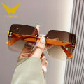 2023 New Frameless Two-color Gradient Premium Women's Sunglasses Fashion Trend Douyin Internet Red Sunglasses Wholesale.