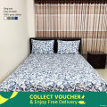 Cotton Fabric Printed 7 Feet by 8.5 Feet Double King Size Bedsheet Set with Two Pillow Covers Bed Sheet. 