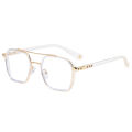 Anti-blue light William Chan same glasses frame men's double beam Iron Man flat mirror retro myopia glasses frame wholesale.