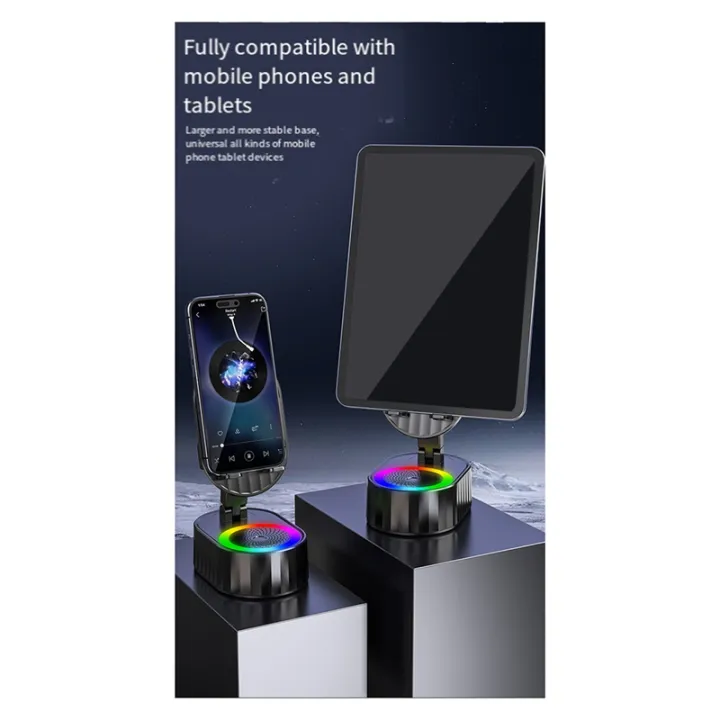 3-In-1%20Phone%20Holder%20Inductive%20Bluetooth%20Speaker%20Holder%20360%C2%B0Rotating%20Folding%20Lifting%20Charging%20Treasure%20Holder%20Black%20-%20Image%205