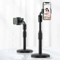 L7 Desktop Mobile Phone Holder Height Adjustable Stand & 360° Rotatable for Live Streaming Shoot YouTube TikTok Video and Multipurpose Round Base Smartphone Mobile Stand- Black. 