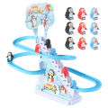 Penguin Race Set Penguin Slide Playset LED Flashing Lights Racing Track Game Set Penguin Stair Climbing Toys Kids Holiday Gift Luhuai CVC. 