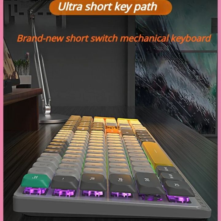 ECHOME Ultra Thin Wireless Mechanical Keyboard Slim Compact 110 Key Gaming Keyboard Hotswap Low Profile Linear Red Brown Switche