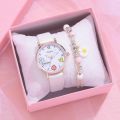 Kids Watches Set Students Children Pink Watch Girls Leather Strap Child Hours Quartz Wristwatch Girl Gift Clocks. 