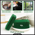 (Pack of 10pcs) Modern Bright Dish Washing Pad Green Scouring Pad Dish Cleaning Scrubber Scouring Pads for Dishes Kitchen Scrubbers & Metal Grills - Majuni. 