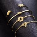 New Trendy Fashionable 4Pcs/ Set Women Simple Design Gold Plated Chain Bracelet for Girls Simple Stylish / Bracelets for Women New Collection. 