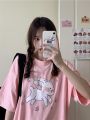 2024 New Summer Pink Half Sleeve ins Super Popular Top Women's Loose Korean Style Student Short Sleeve T T-shirt. 