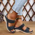 Summer Women Slippers Plus Size Women's Shoes Retro Roman Sandals Women Pu Casual Flower Wedge Sandals Platform Slippers Heel.