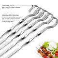 38cm Length Barbecue Stick Easy To Use Stainless Steel Flat Skewers Stick Rust-Resistant Metal Kebab Stick for Outdoor.