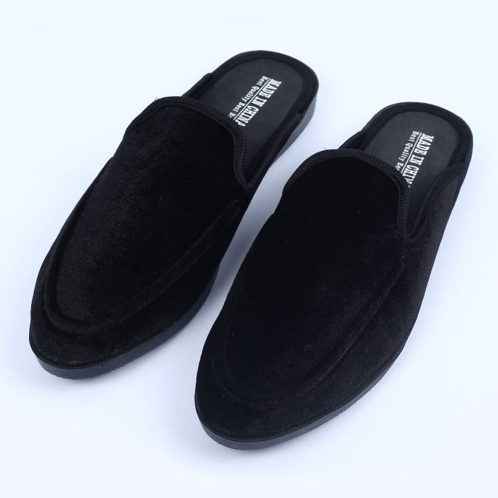 MARVEL FASHIONS NEW Fashionable Velvet Half Shoe For Men Black
