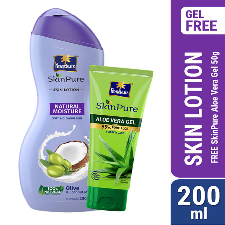 Parachute SkinPure Skin Lotion Natural Moisture 200ml (Free SkinPure Aloe Vera Gel 50g)