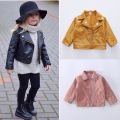 Children's Jacket Girls Winter Toddler Kids Baby Outwear Zipper Turn-down Leather Coat Short Jacket Clothes Куртка Для Девочки. 