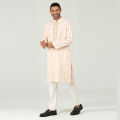 Classic Fit Embro Panjabi - Orange & White. 