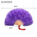 Folding Feather Fan Exquisite Champagne Fan with Tassels Elegant Handheld Feather Fan for Luxurious Events Photo Prop Fan.