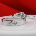 Couple's Silver Alloy Finger Ring Unisex Wedding Band Ring Set. 