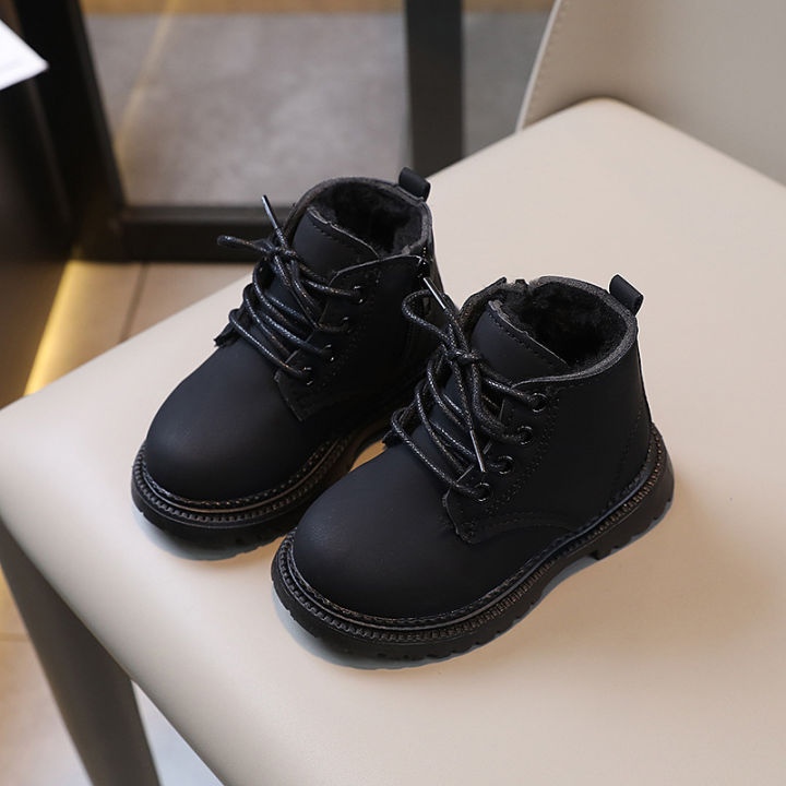 Winter%20new%20girls%20British%20style%20cotton%20boots%20boys%20solid%20color%20velvet%20warm%20martin%20boots%20children's%20side%20zipper%20fashion%20booties%20-%20Image%202