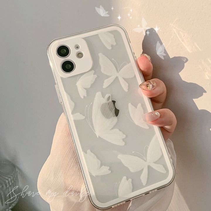White butterfly cute cartoon soft silicone clear phone case for iphone - Main Image