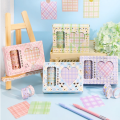 5 Rolls Grid Washi Tape Set with 80 Sheets Gold Foil Sticky Notes | Decorative Journal & Masking Tape. 