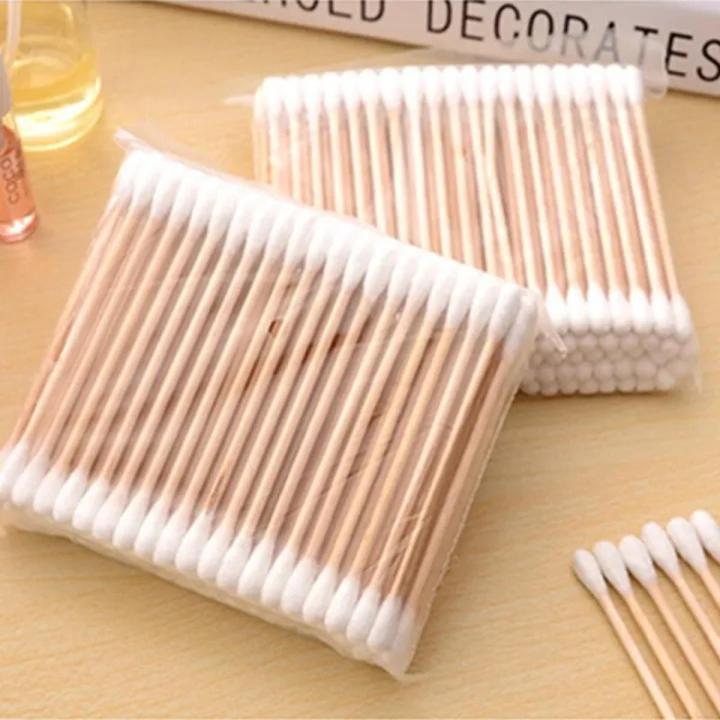 90pcs Wood Stick Cotton Buds Swab Applicator Q-tip Double Wooden Handle Sturdy