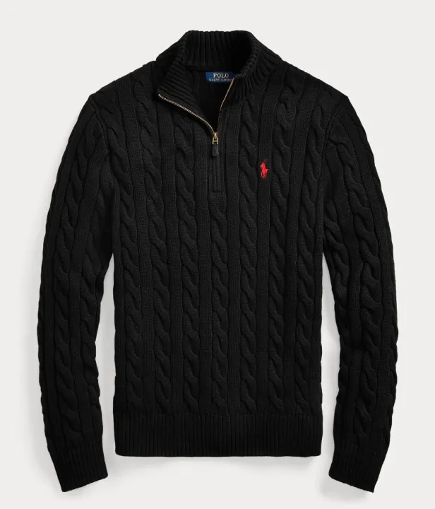 Ralph%20Lauren%20Cable-Knit%20Cotton%20Quarter-Zip%20Sweater%20%E2%80%93%20Black%20-%20Image%204