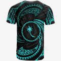 Chuuk Micronesia Personalized T-Shirt - Neon Blue Tribal Wave Printed Summer Crewneck Top for Men and Women.
