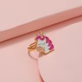 Korean Jewelry Funny Animal Unicorn Adjustable Multiple Ring For Kids Girls Gift Ideas Cartoon Enamel Children Rings Accessories. 