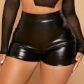 Nightclub Leather Shorts Women High Waist Bodycon Push Up Black Short Joggers Sports Fitness Womens Slim Shorts.