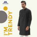 Semi Fit Casual Panjabi- Black. 