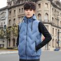 Brand Hooded Men's Vest Winter Sleeveless Jackets Vest Men Hooded Warm White Duck Down Vest Casual Outwear Clothing Black White. 
