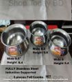SS Hari / Patil / Handi / Deski Combo of 3 Pieces set Induction Supported Full Stainless Steel set.