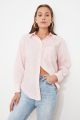 Full-Sleeved Cotton Baby PInk Boyfriend-fit Shirt for Women By Trendyol.. 