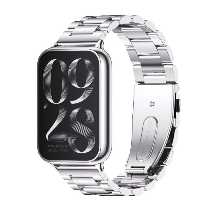 Mijobs Three-Bead Stainless Steel Watch Band For Xiaomi Mi Band 8 Pro