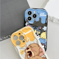 Jizetin for Realme C55 / Narzo N55 Back Cover Cartoon Cat Mouse Cream Wavy Edge Soft Silicone Phone Case. 