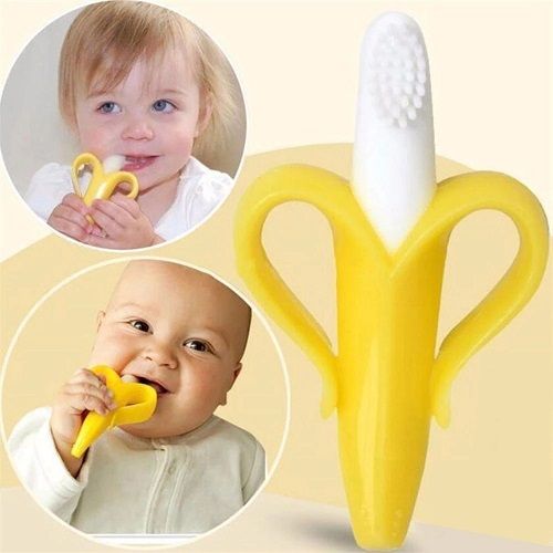 Baby Toys Silicone 1 Ps Banana Infant Teether Toys Toothbrush (Color as per stock)