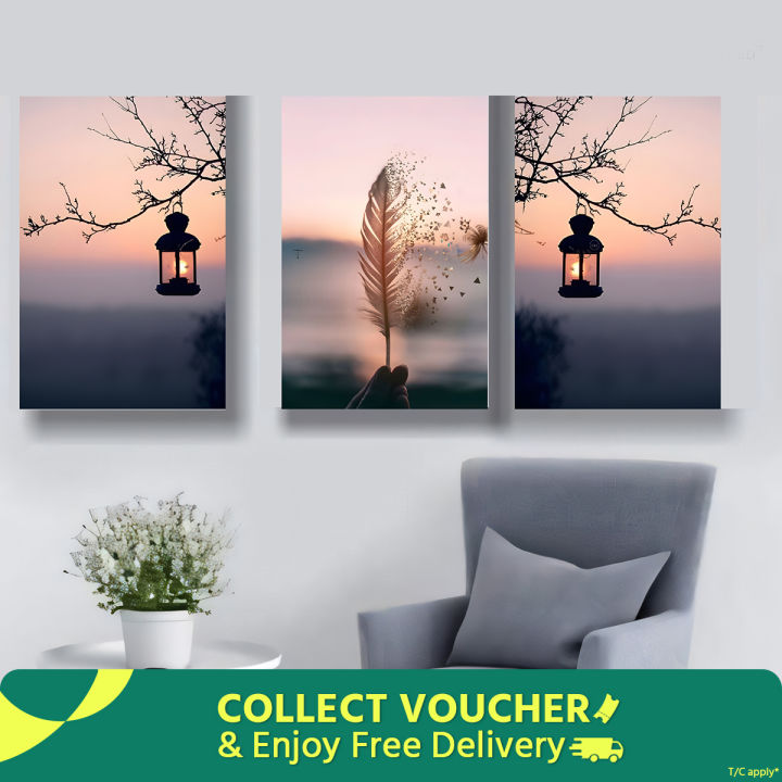 3-Piece Modern Wall Decor Set with 3 MM PVC Board - Waterproof and Easy Mount