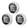 3 Pieces Mini Motorcycle Clocks Waterproof Stick-on Motorbike Mount Watch Digital Clocks for Vehicle, Auto, Car, SUV. 