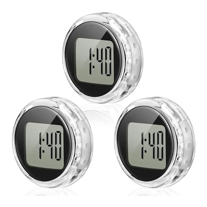 3 Pieces Mini Motorcycle Clocks Waterproof Stick-on Motorbike Mount Watch Digital Clocks for Vehicle, Auto, Car, SUV