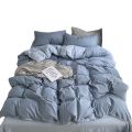 Solid color double four-piece bedding set household sheets duvet cover washed cotton bed sheet style double dormitory.
