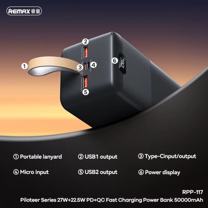Remax%20RPP-117%20Piloteer%20Series%2050000mAh%20PD%2027W+QC%2022.5W%20Fast%20Charging%20%20Power%20Bank%20-%20Black%20-%20Image%203