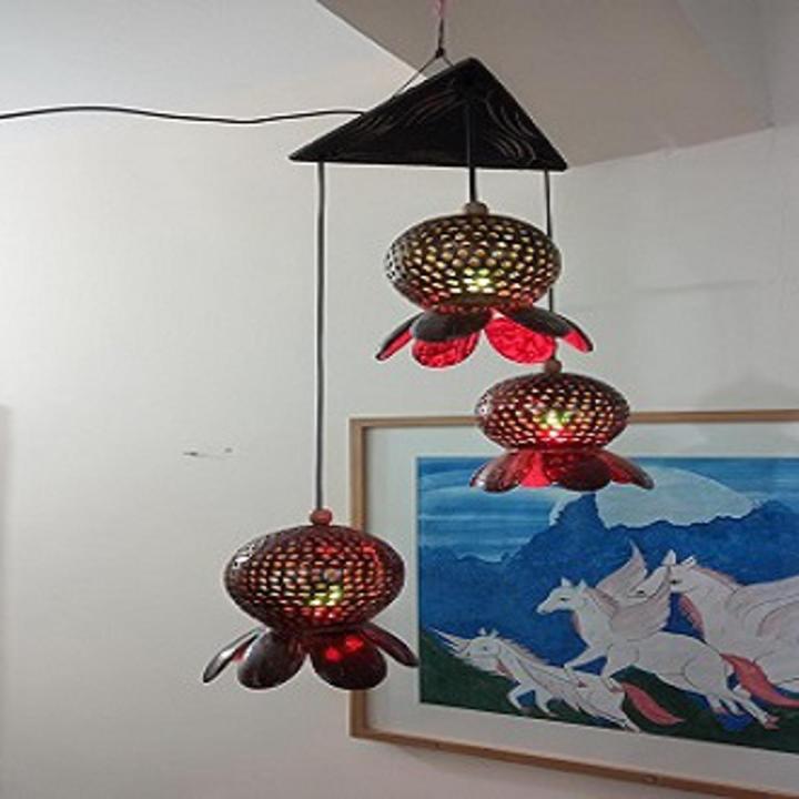 Coconut Shell Coconut Shell Ceiling Hanging Jarbati Lampshade | Daraz ...