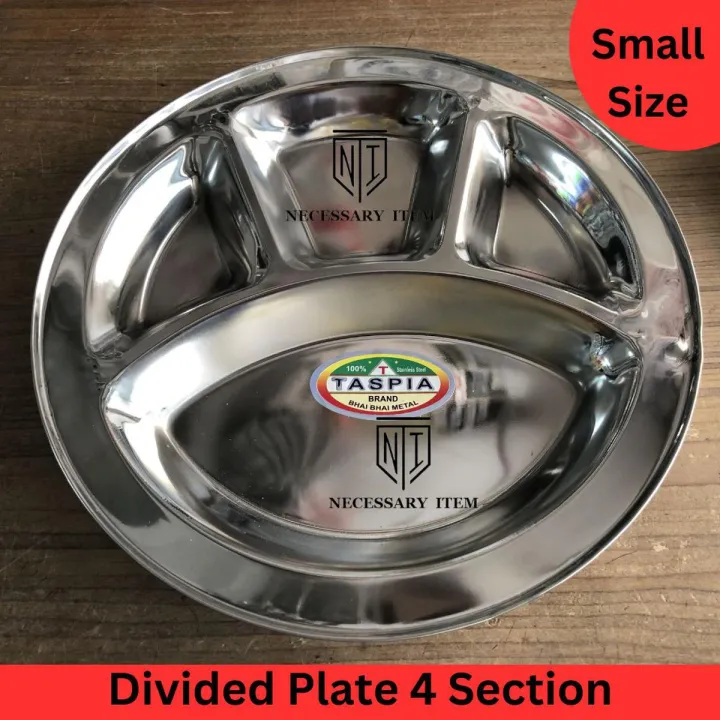 Divided Plate/ Stainless Steel Plate/ Divided Plate 4 Section Round ...