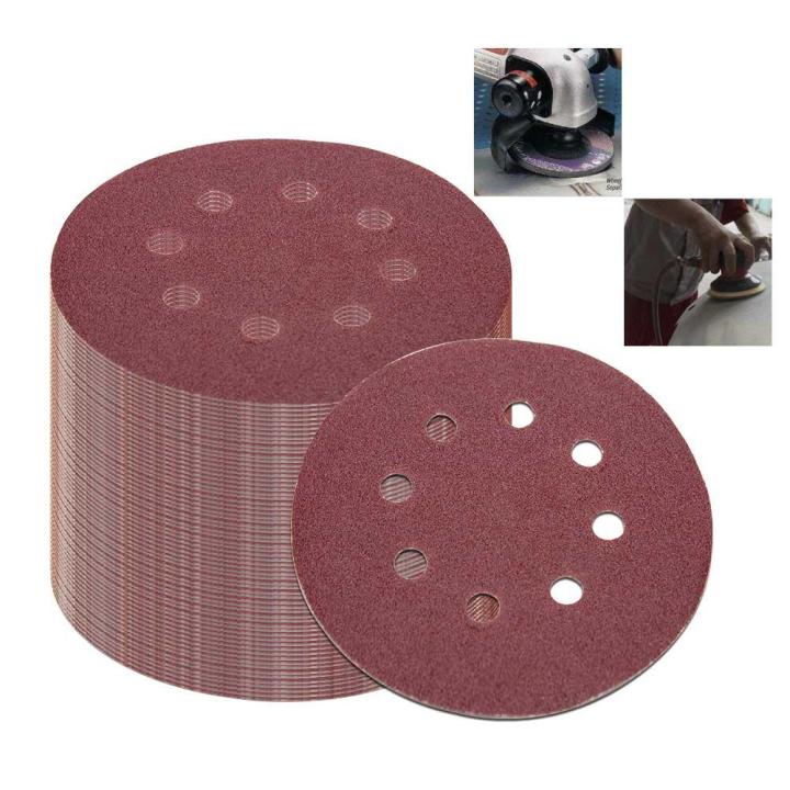 50Pcs%205%20Inch%20125Mm%20Round%20Sandpaper%20Eight%20Hole%20Disk%20Sand%20Sheets%20Grit%2040/60/80/120/240%20Hook%20And%20Loop%20Sanding%20Disc%20Polish%20-%20Image%202